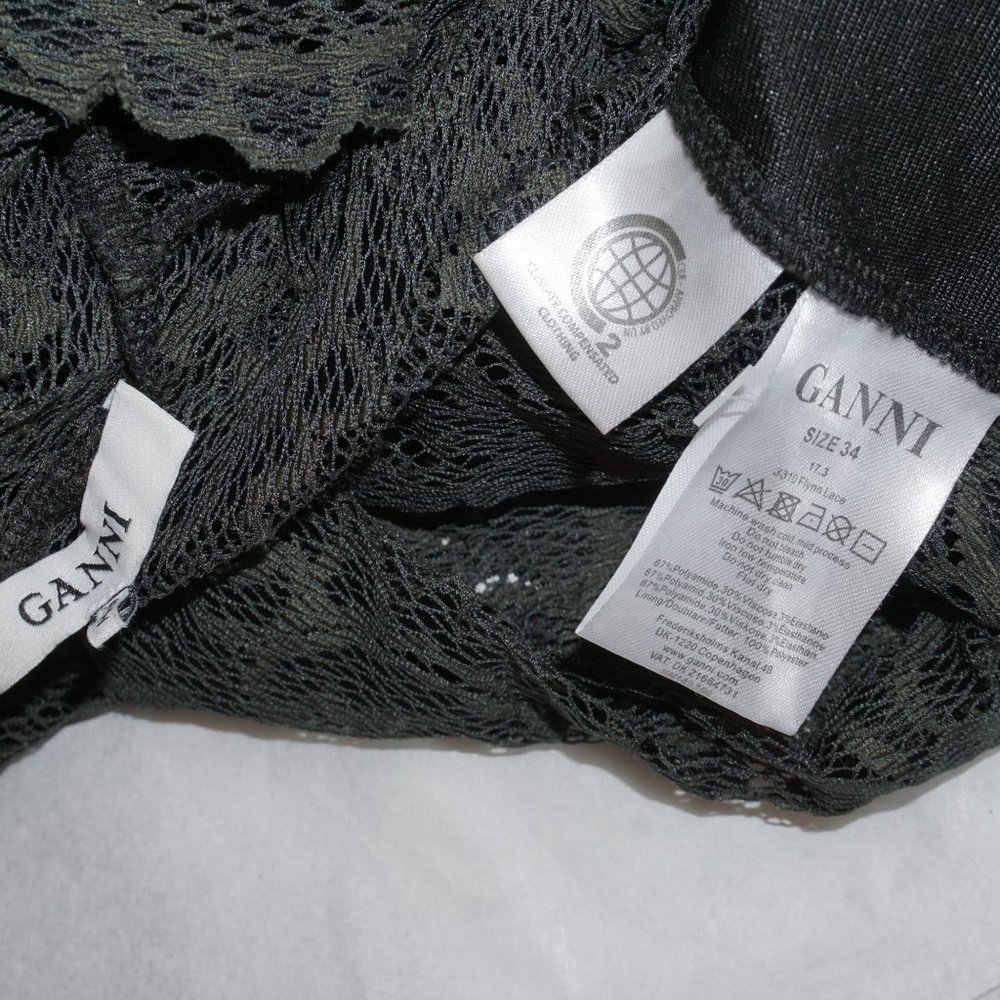 GANNI Flynn Lace Bodysuit size 34 US XS S  forest green  B-20 - Picture 9 of 9